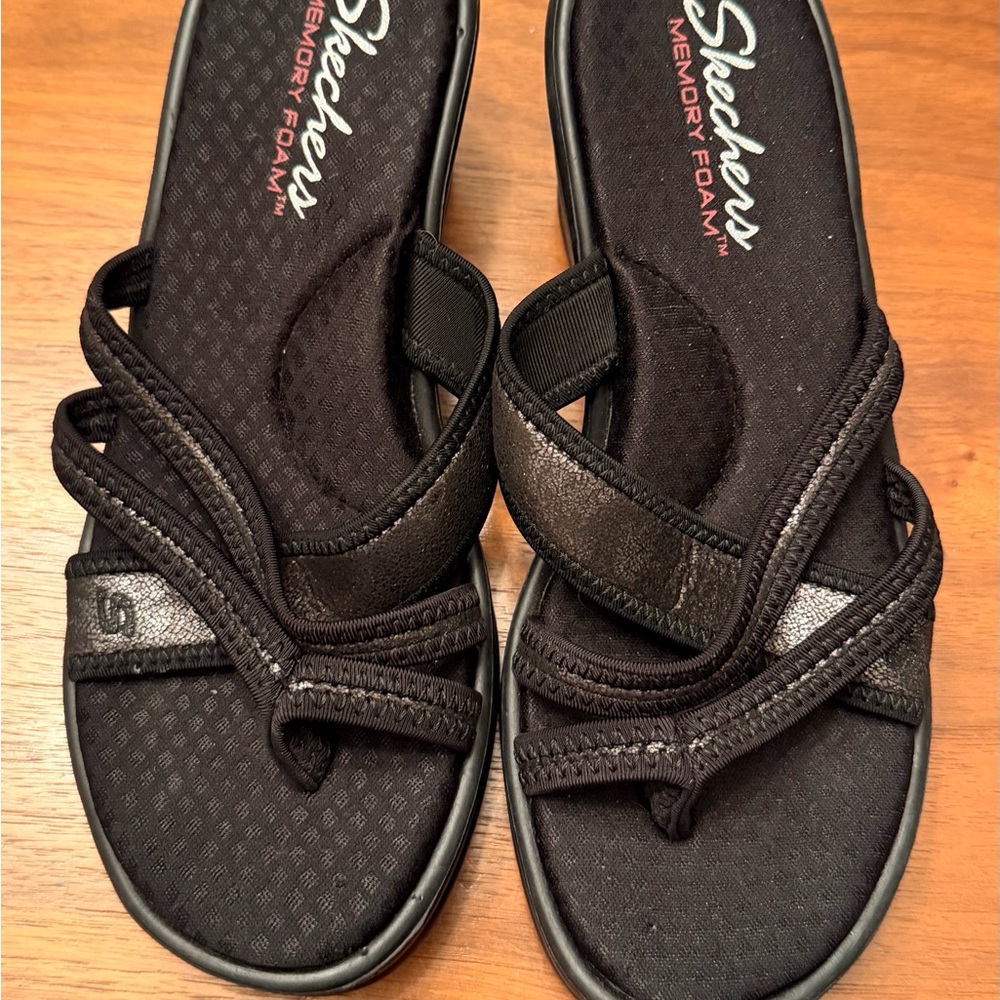 Skechers Black Sandals with Memory Foam